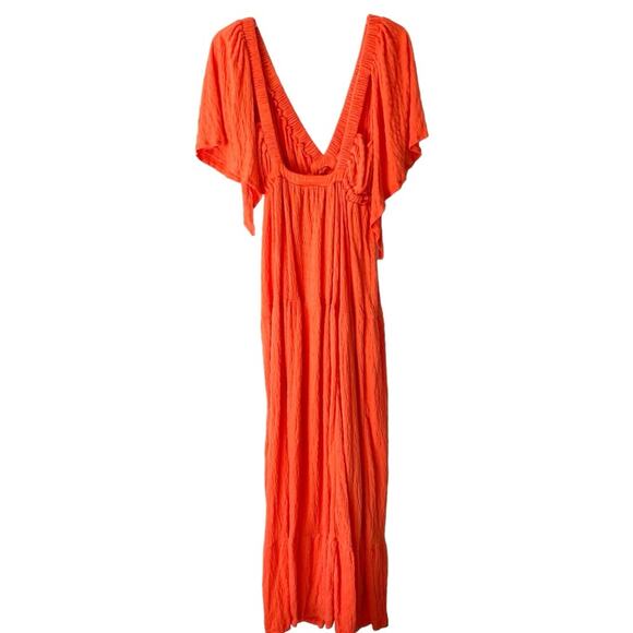 Free People NWTs La La Maxi Dress Orange size large - Picture 4 of 8